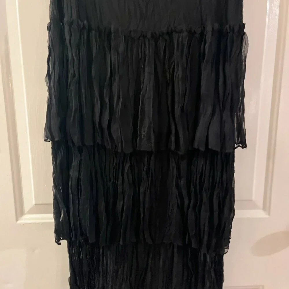 Linq Los Angeles Woman's 100% Silk Tiered Skirt Sz Lr